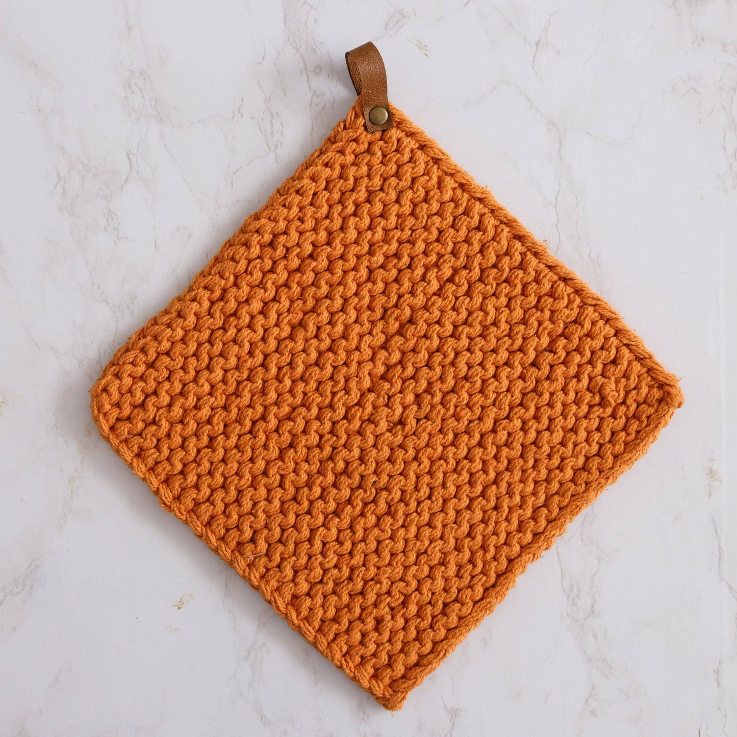 Knitted Pot Holder - Rust