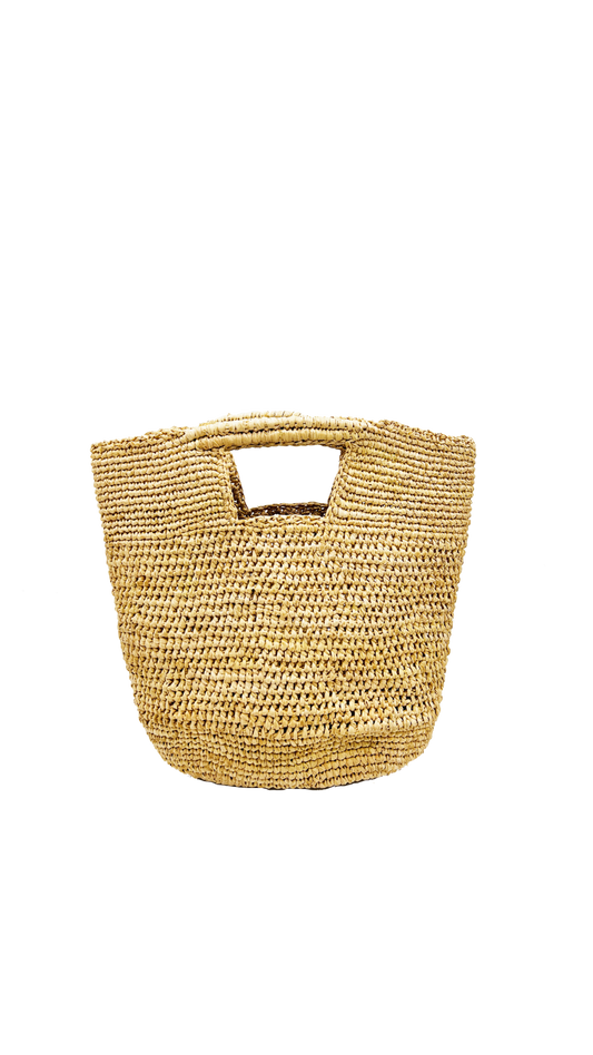 Mini ConCon Crochet Petite Straw Basket: Natural