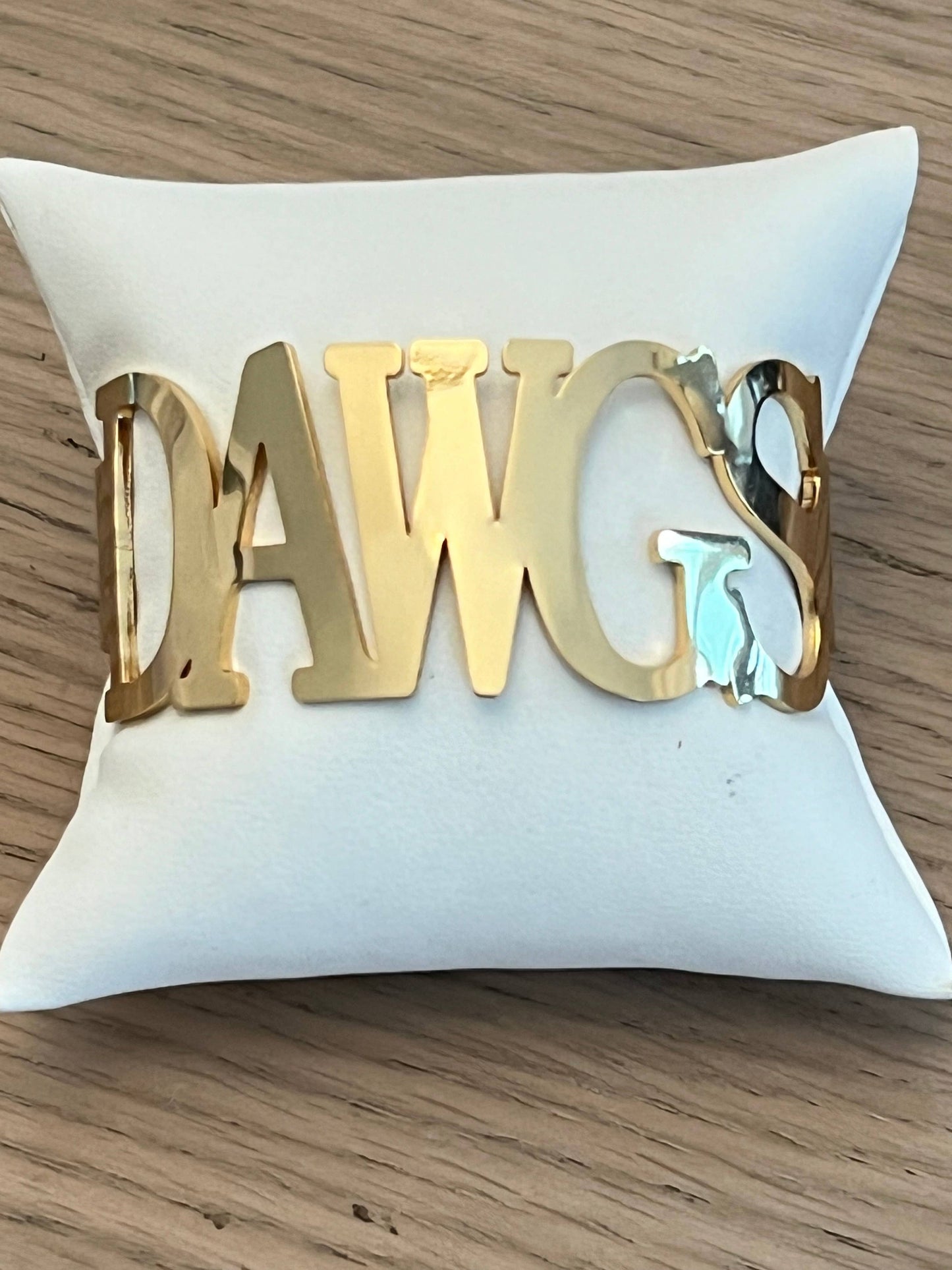 DAWGS Bangle Bracelets Tarnish Resistant All Caps -Go Dawgs: Yellow Gold / Large