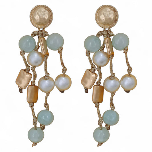 Coastal Beaded Pearl Earrings | Handmade Statement Jewelry: