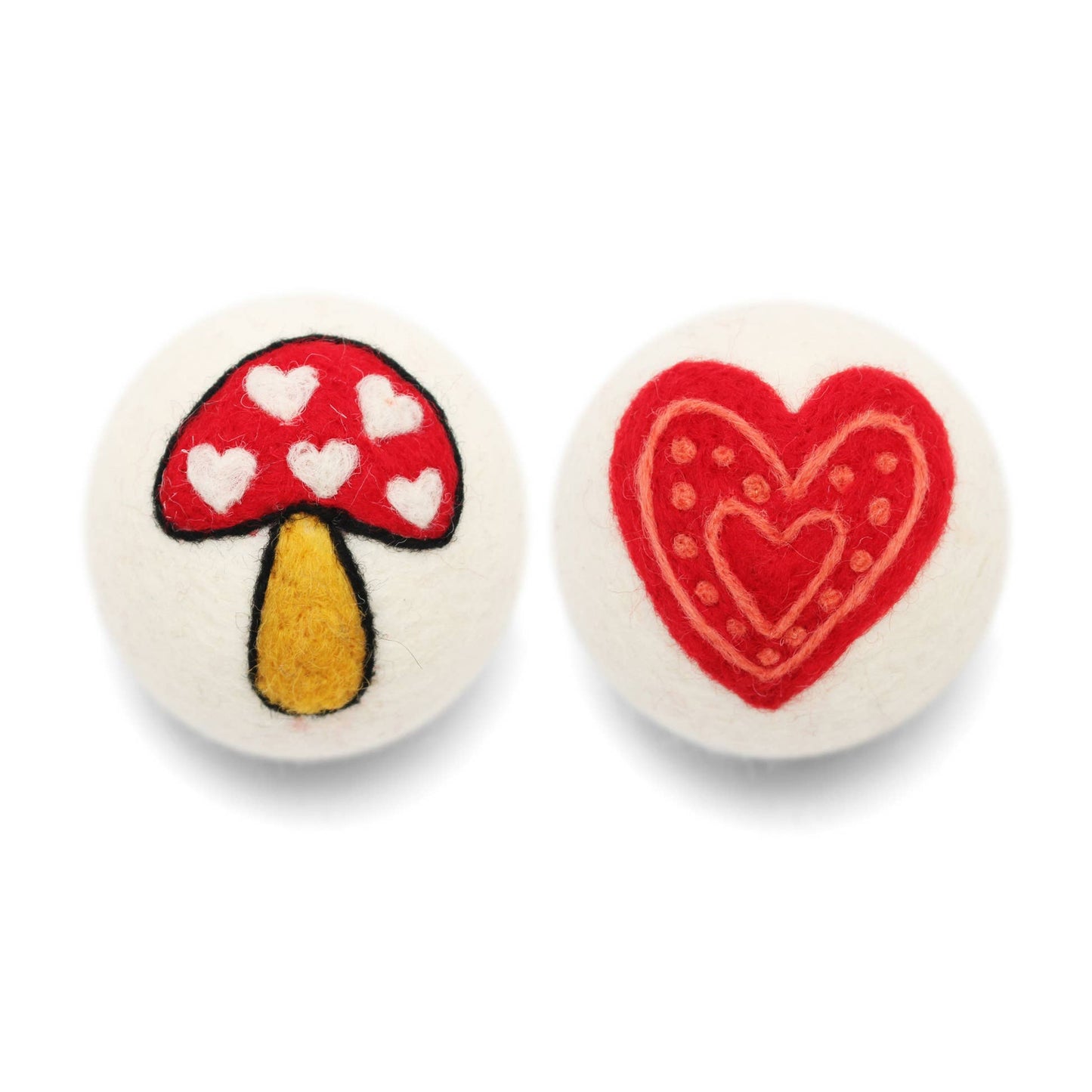 Hearts Eco Wool Dryer Balls Fair Trade: Mushroom Hearts