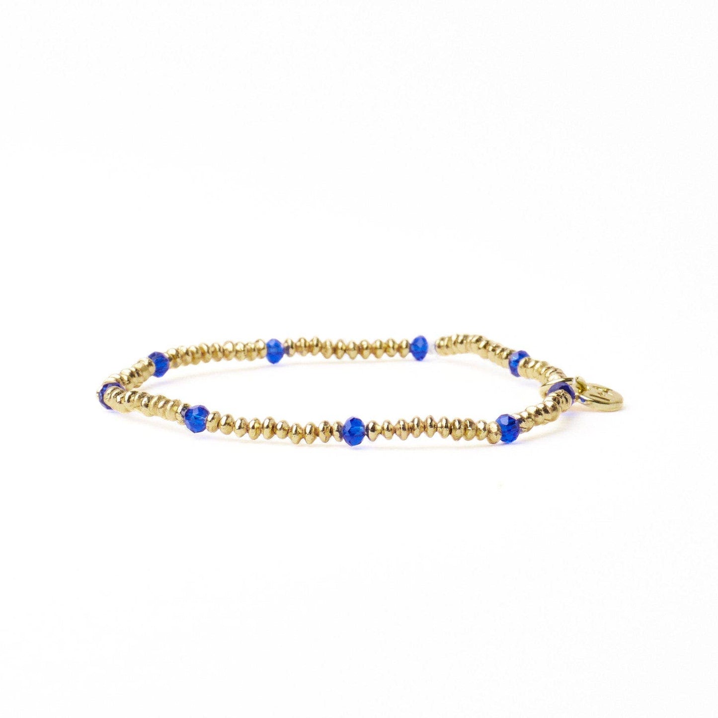 Ashley Small Brass + Crystal Stretch Bracelet Lapis + Gold Wholesale