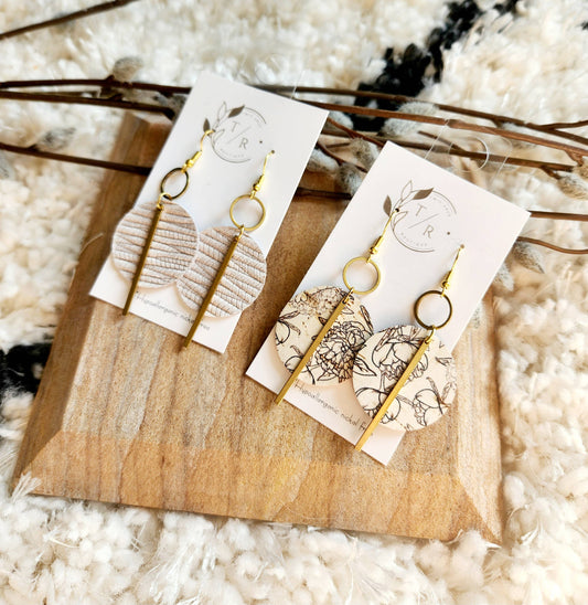 Jude| Black and white genuine leather earring collection: White