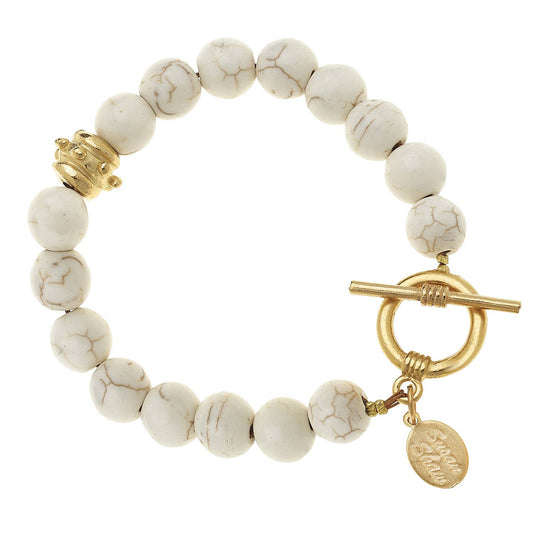 Susan Shaw White Turquoise Gold Toggle Bracelet