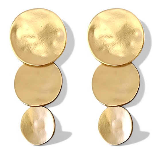 Gold Graduated Disc Statement Earrings | Handmade Jewelry