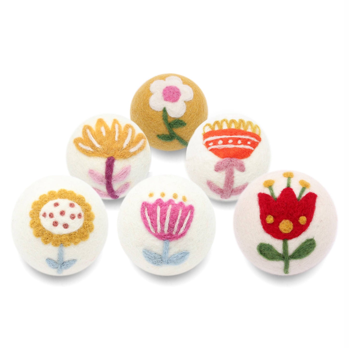 Flowers: Eco Wool Dryer Balls Fair Trade: Orange/Pink