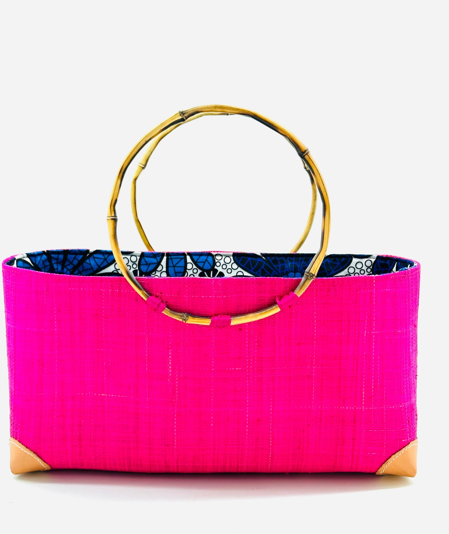 Bebe Straw Handbag with Bamboo Handles: Butter