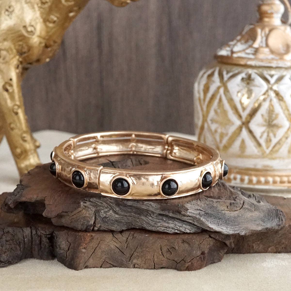 Timeless Charm – Slim Cabochon Eternity Bangle: Orange