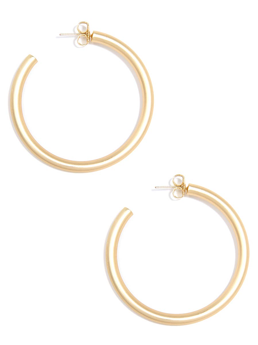 Matte Finish Large Hoop Earring: Matte Silver