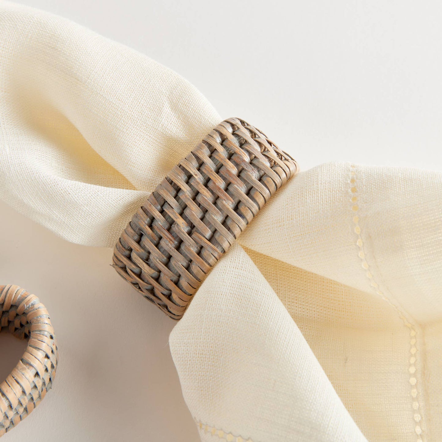 Burma Rattan Napkin Ring - Graywash