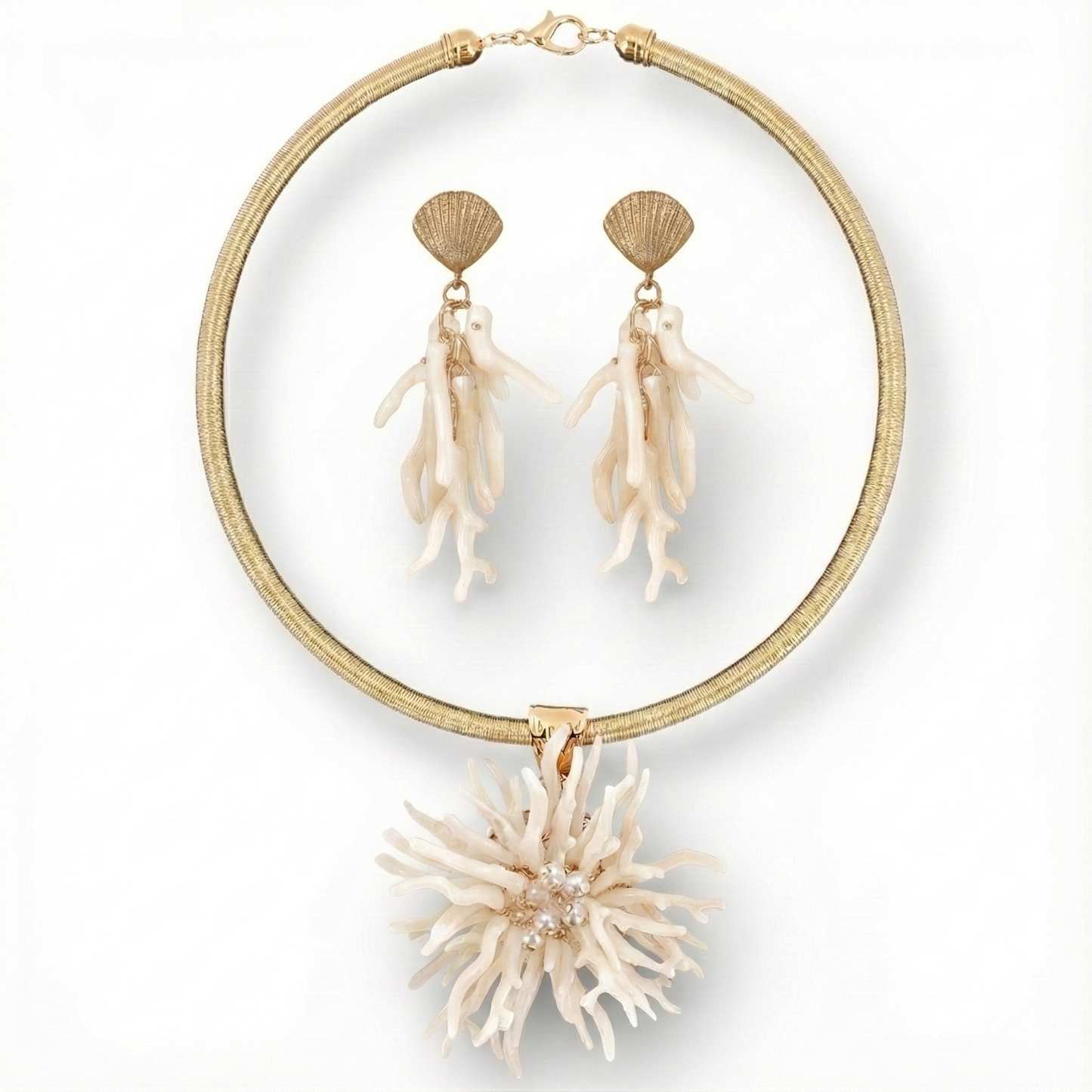 Coastal White Coral Earrings | Handmade Statement Jewelry: Wynn - White Coral Earrings