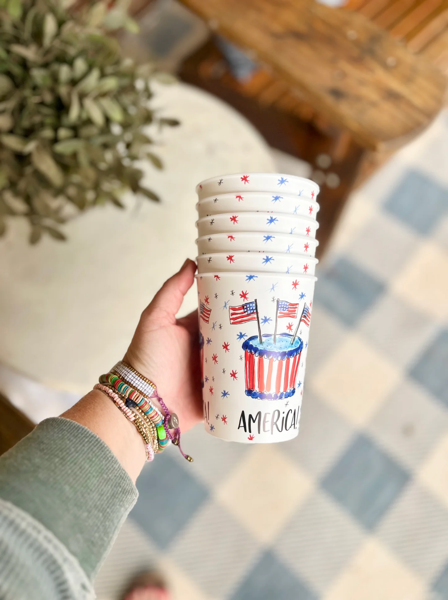USA/America Reusable Plastic Cups Set of 6
