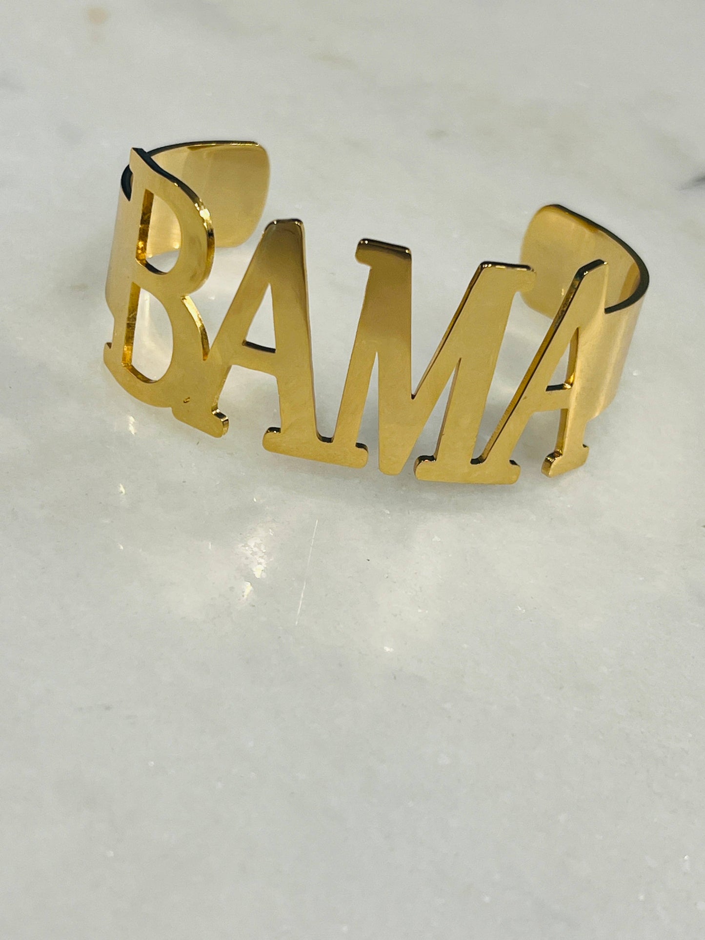 BAMA Bangle Bracelets Tarnish Resistant All Caps -: Yellow Gold / Large