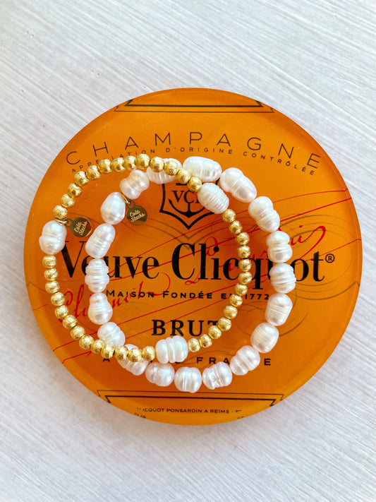 Cola Stacks Alice Bracelet: Gold & Pearl