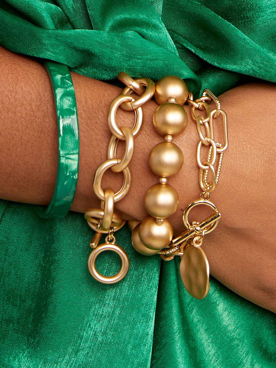Chunky Matte Stretch Bracelet: Matte Gold