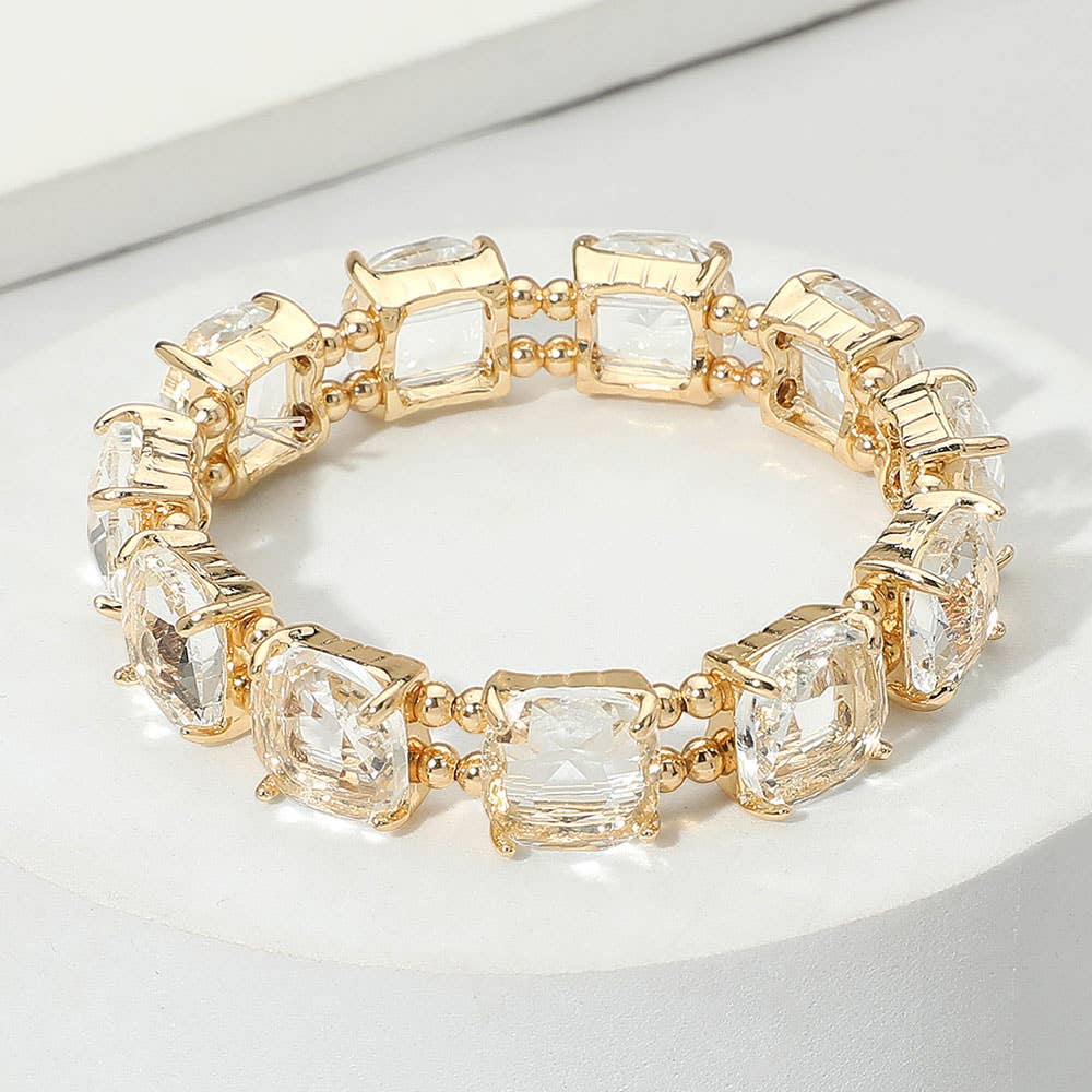 Cushion Square Stone Stretch Evening Bracelet: TP-AB