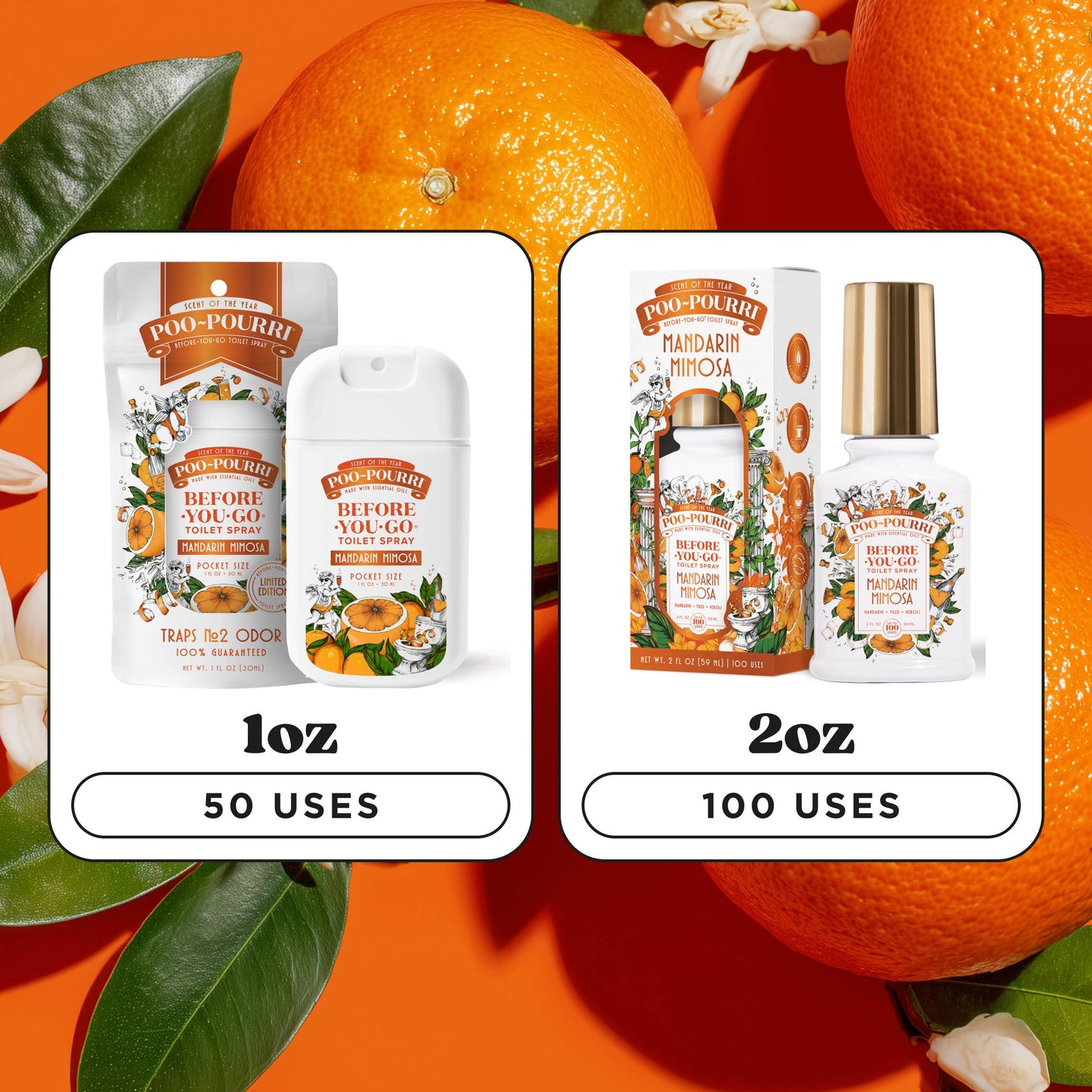 Poo~Pourri Mandarin Mimosa 1oz Pocket Sprayer, Pouched