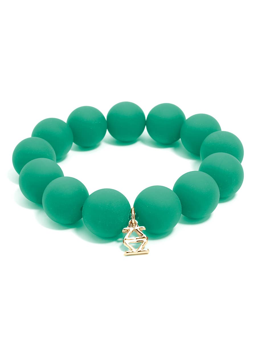 Chunky Matte Beaded Stretch Bracelet Jewelry: Navy