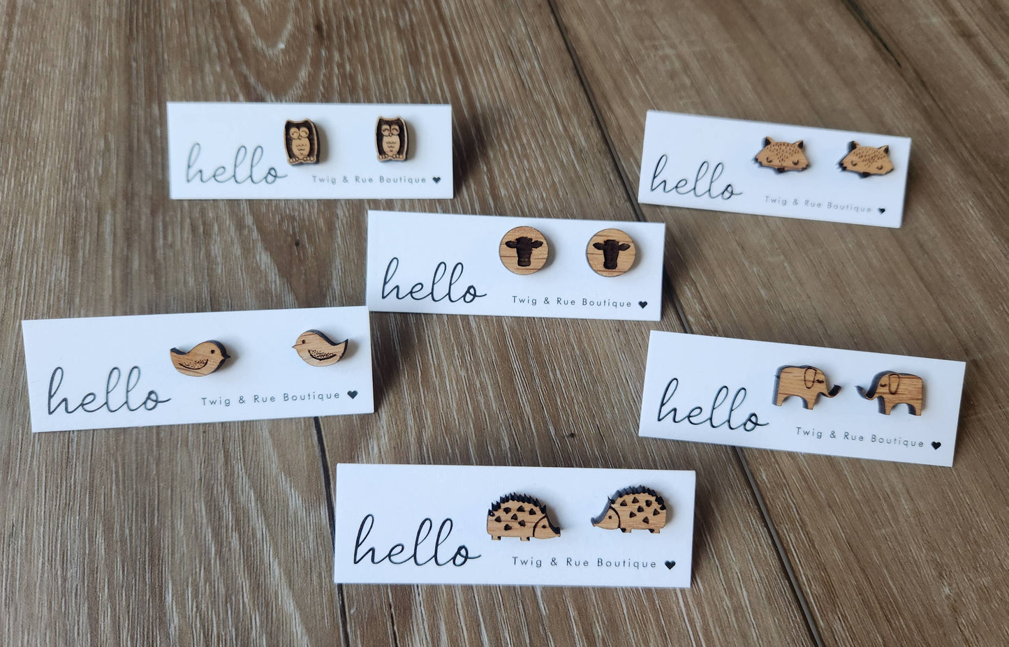 Animal Wood Earrings: Bird
