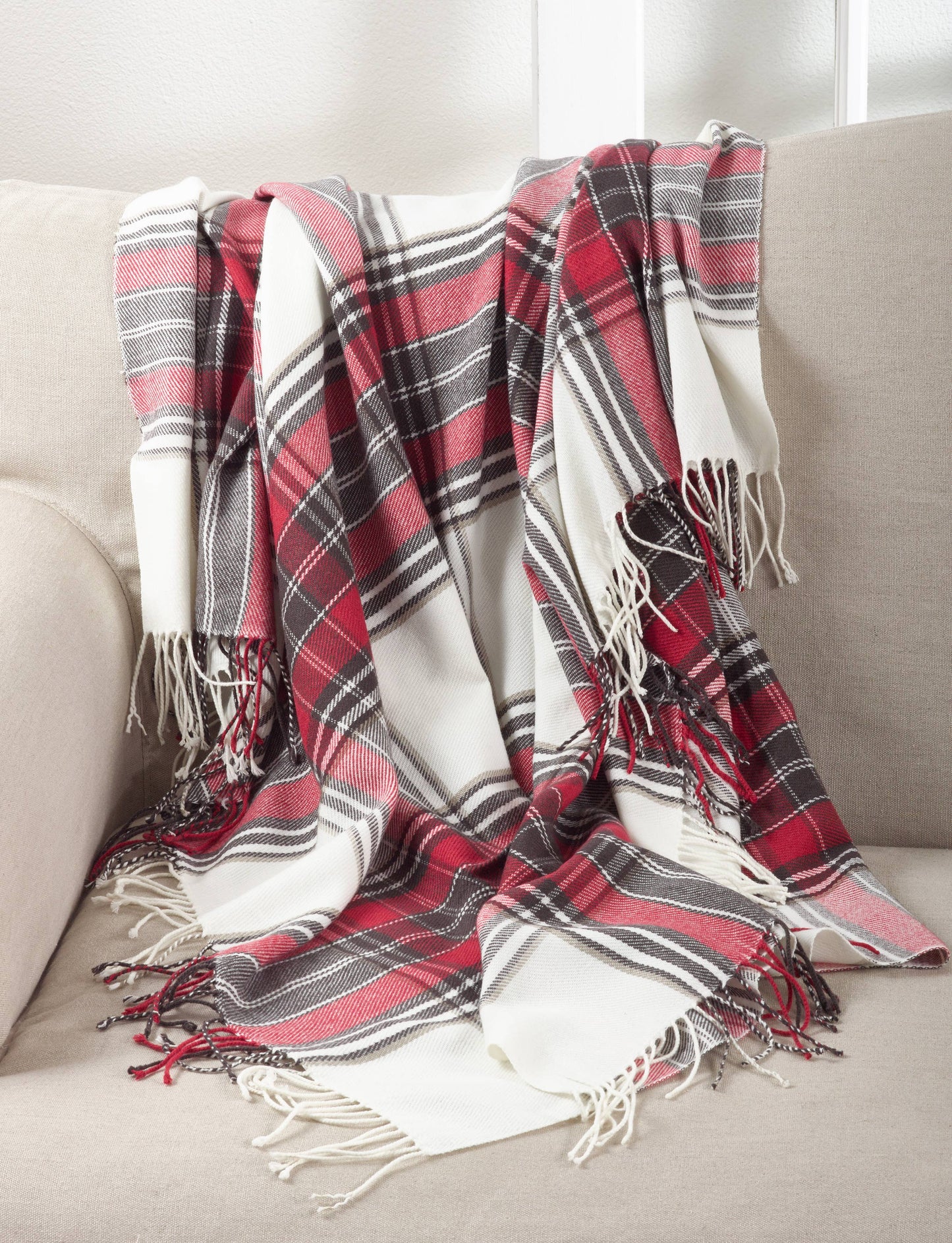 Plaid Tasseled Throw: Multi / 50"x60"