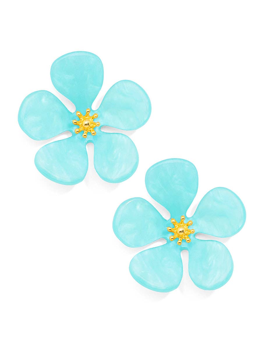 Glistening Resin Flower Stud Earring: L.BLU