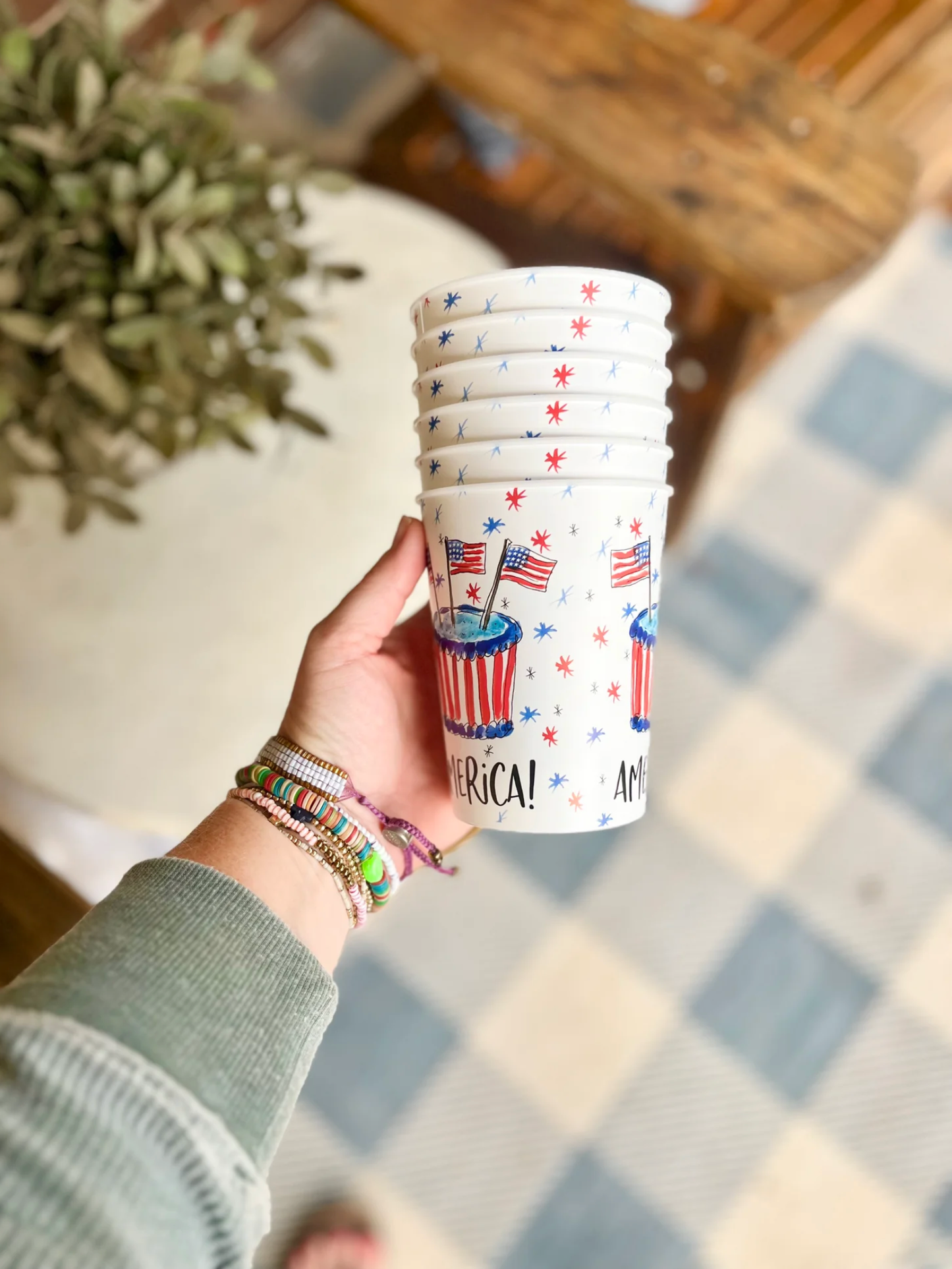 USA/America Reusable Plastic Cups Set of 6