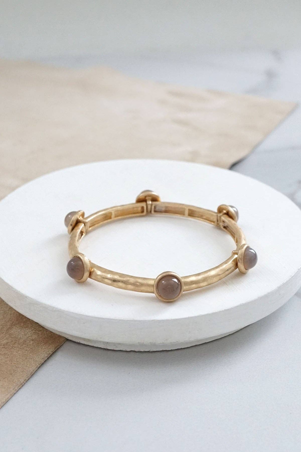 Jeweled Golden Bangle with semi precious stone dots: Turquoise