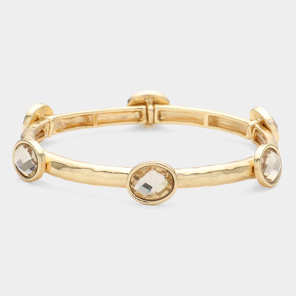 Oval Stone Cluster Pointed Stretch Bracelet
: CLEAR
