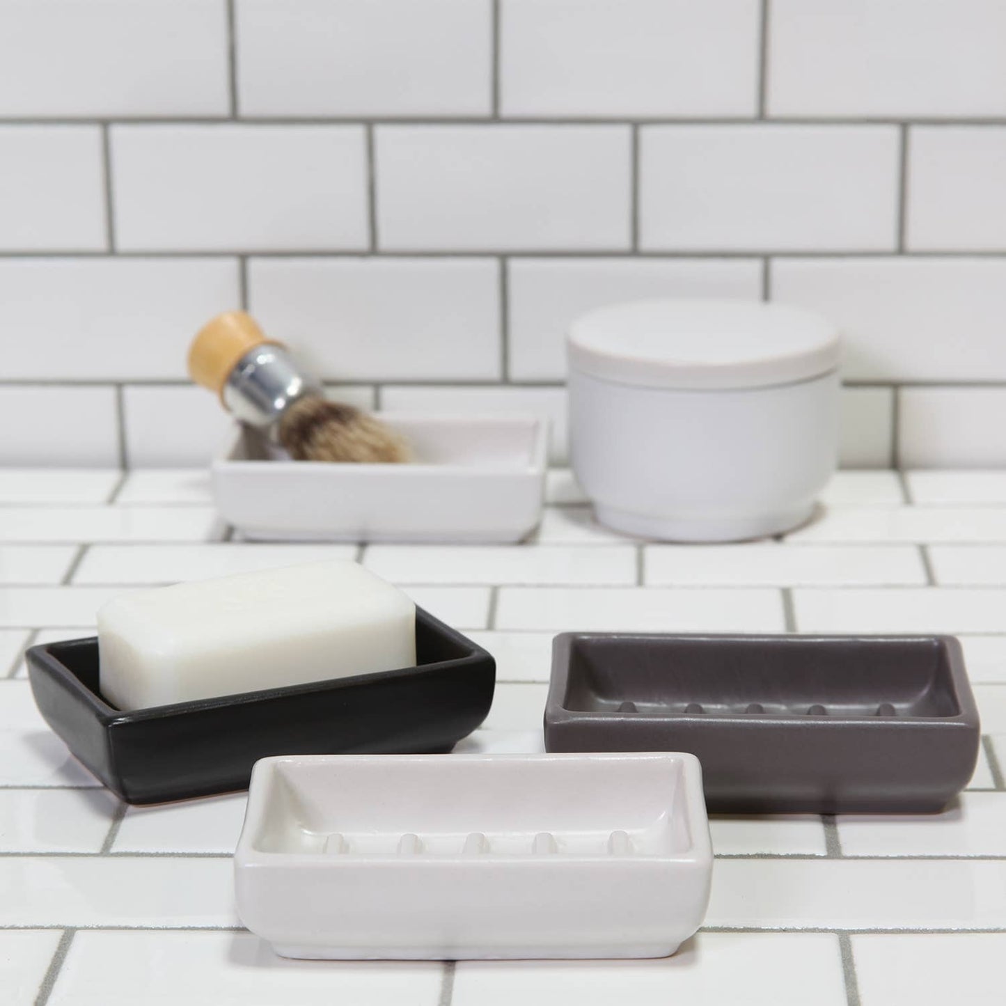 Luna Ceramic Soap Dish - Rect - Matte Black