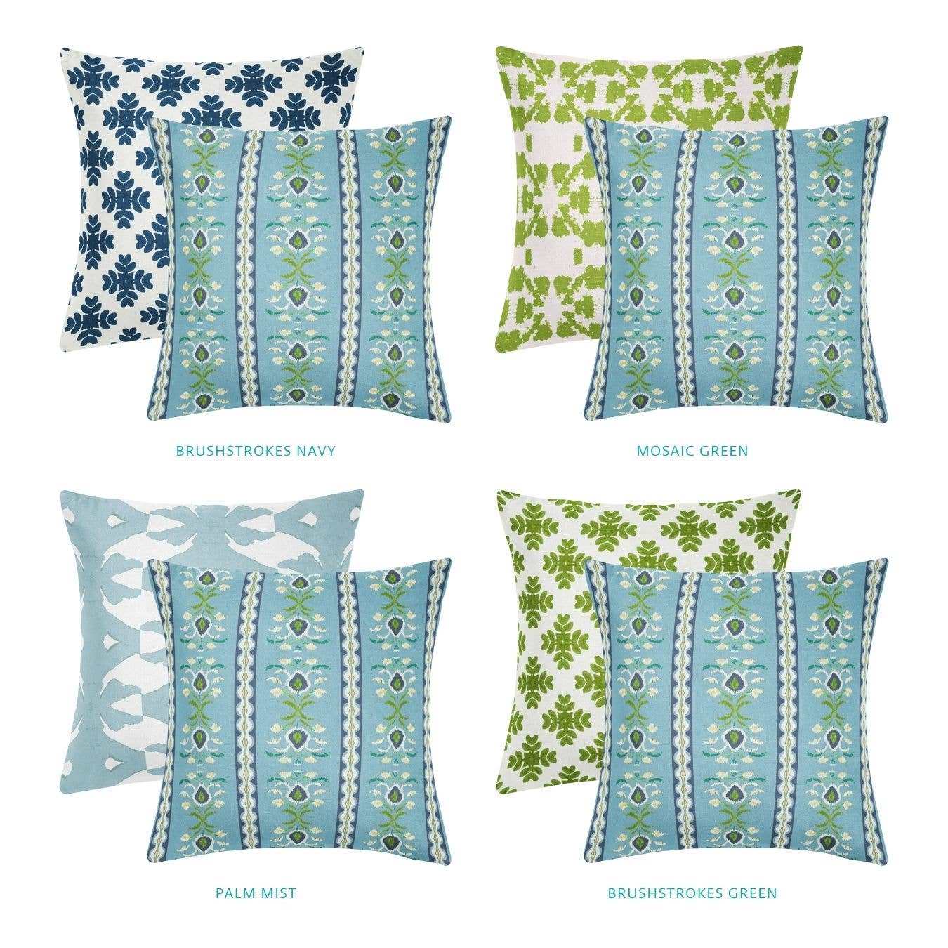 Rosemary Stripe French Blue Decorative Pillow: 22” x 22” Throw Pillow