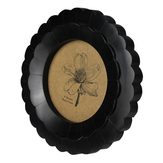 Petal Round Frame, Black Resin - 4 inch