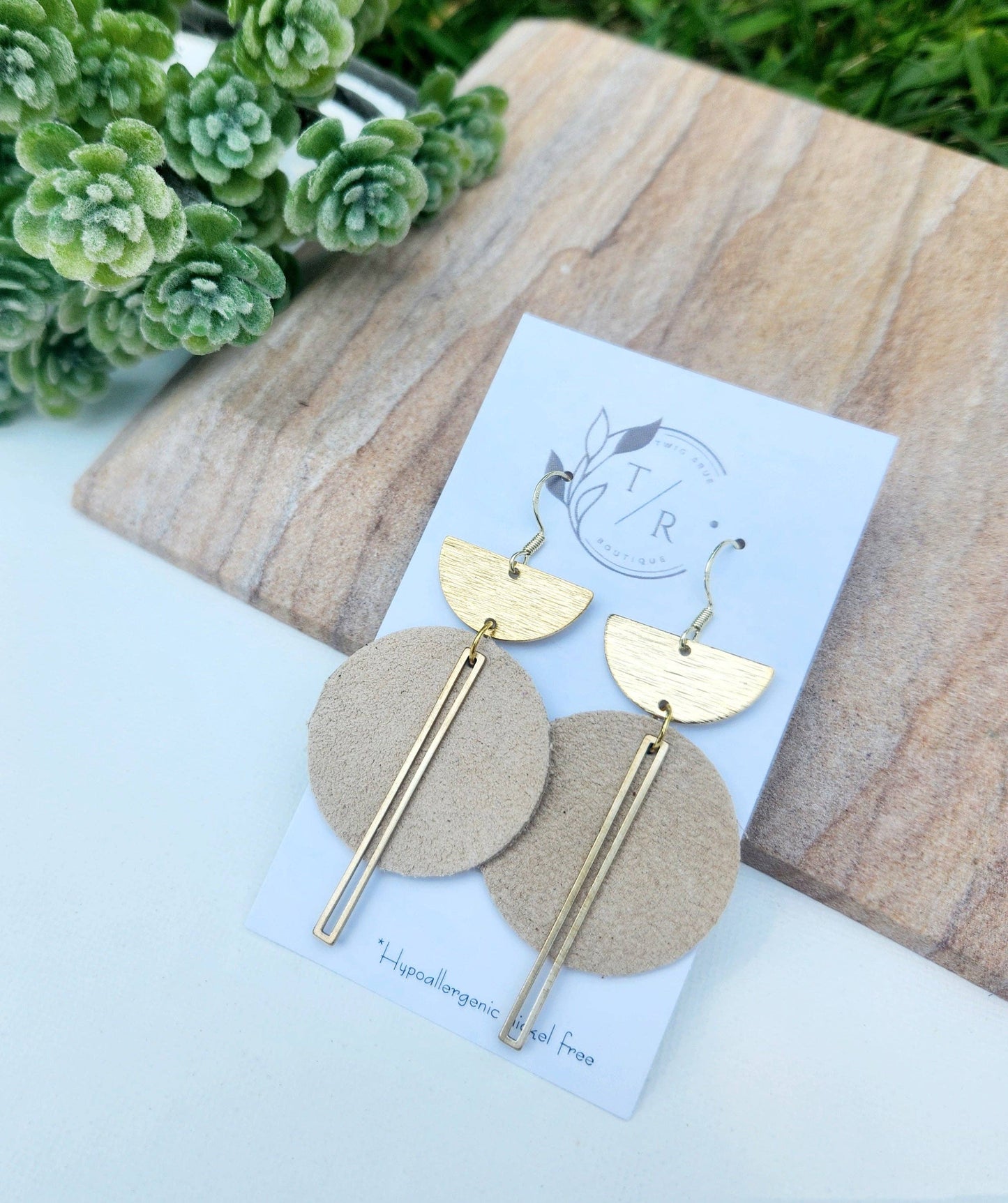 Ryan| Suede leather earring: Black