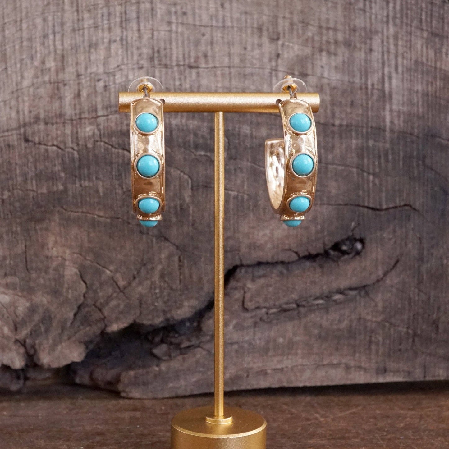Jeweled Bubble Hoop Earrings – Colorful Acrylic Cabochons: Black