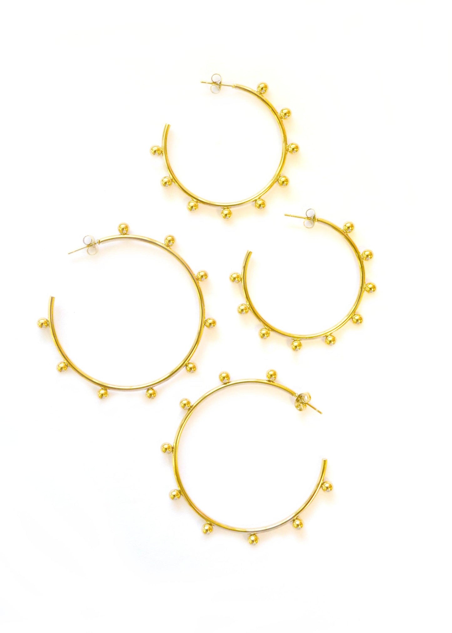 Rex Gold Bead Hoop Earrings : Large