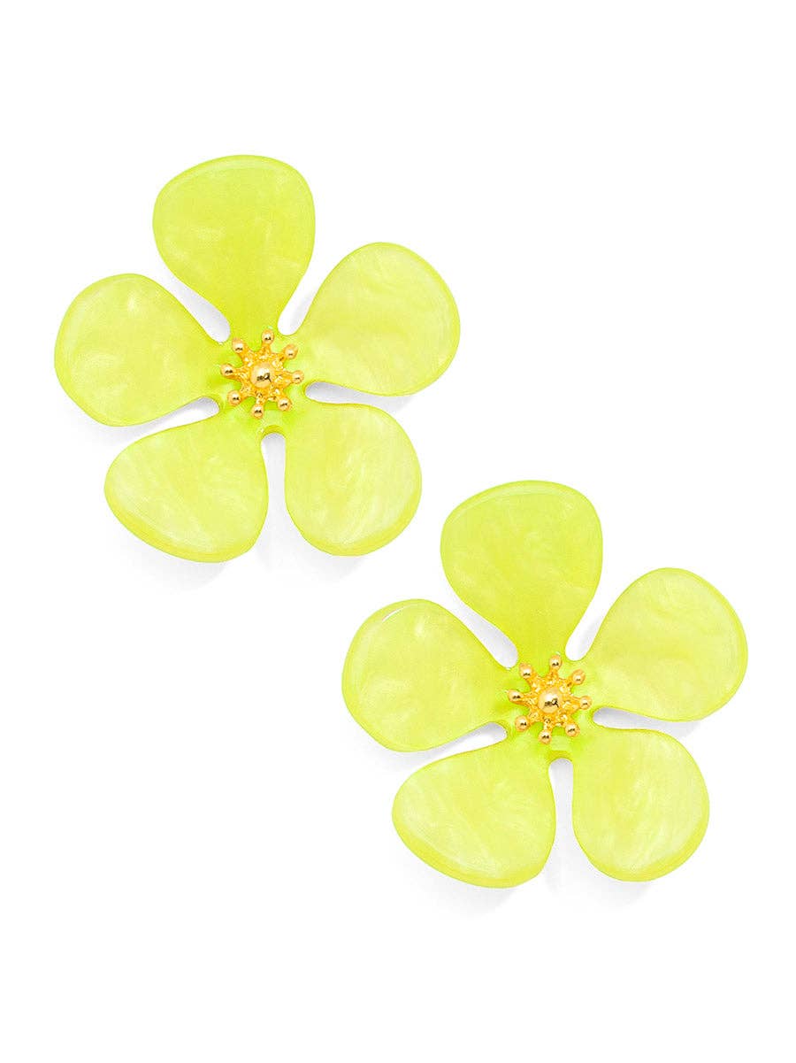 Glistening Resin Flower Stud Earring: L.BLU