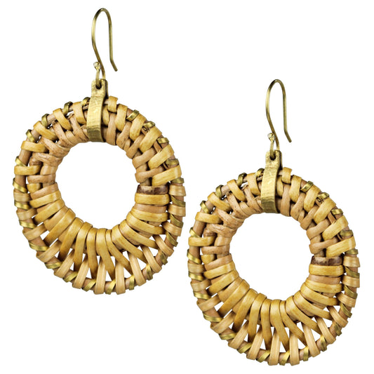 Biscayne Rattan Earring, Oval