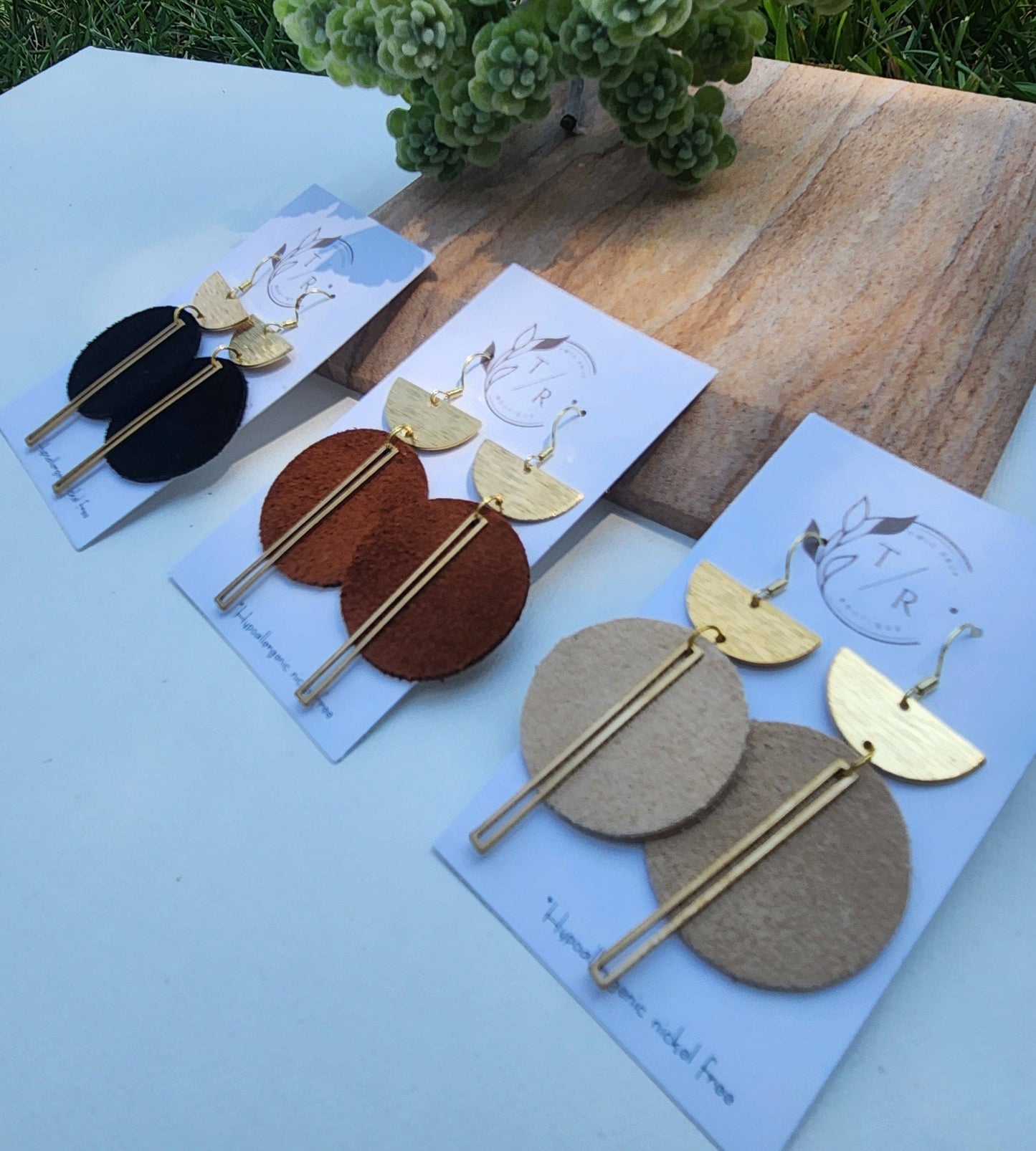 Ryan| Suede leather earring: Black