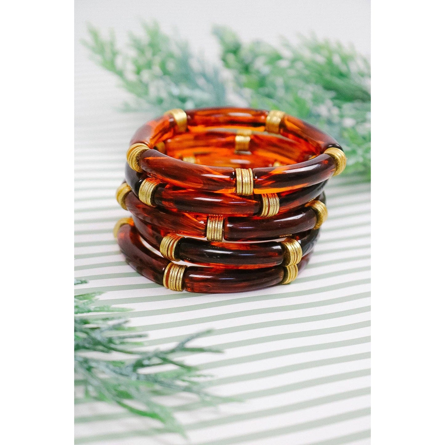 Acrylic Bamboo Stretch Bracelet: Fresh Mint