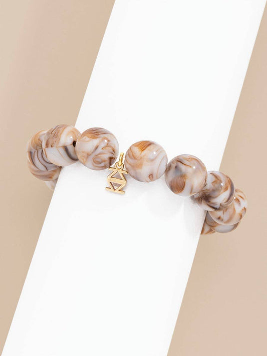 Zenzii 15mm Marbled Resin Bead Stretch Bracelet: BEI