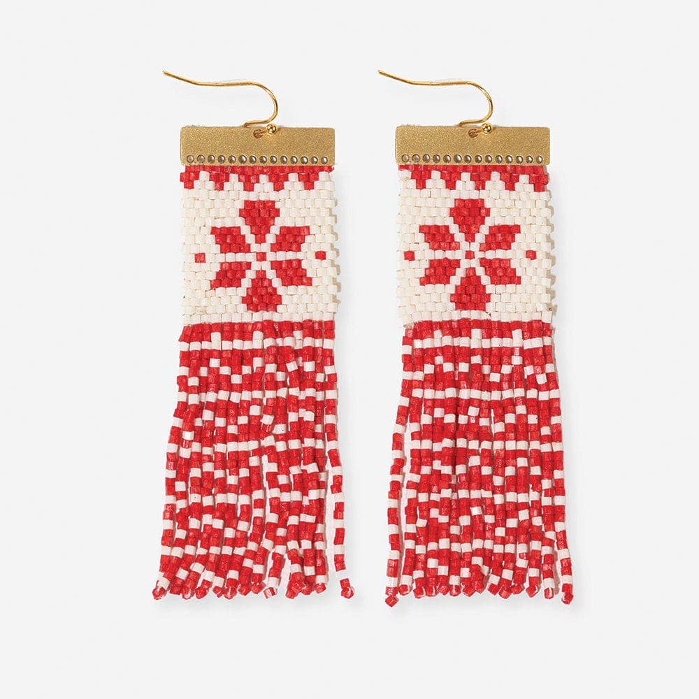 Ink + Alloy Lauren Holiday Beaded Fringe Earrings Red