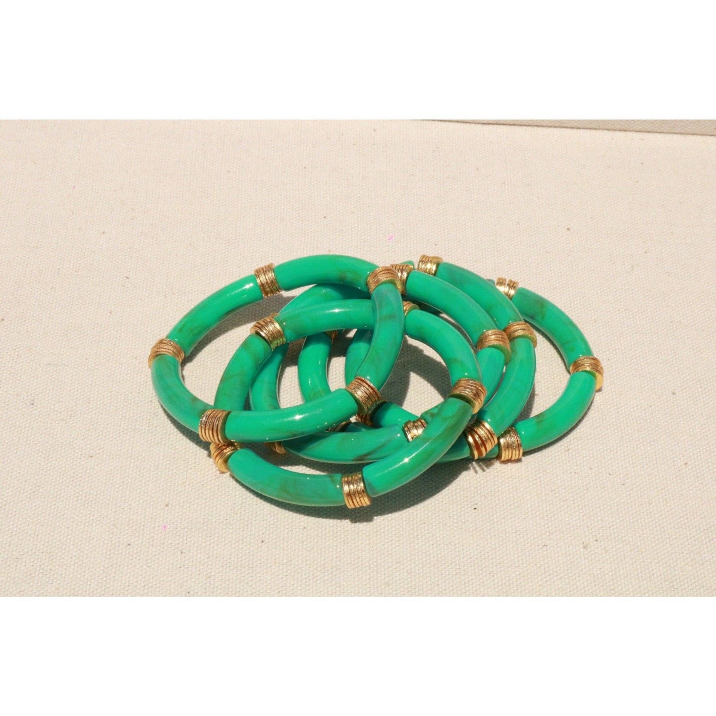 Acrylic Bamboo Stretch Bracelet: Digital Lavender