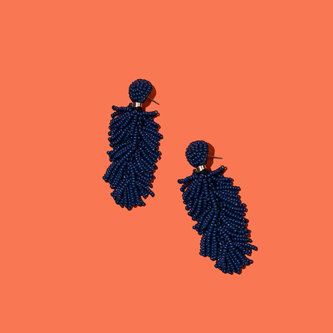 Custom Beaded Tiered Tassel Earrings: Red