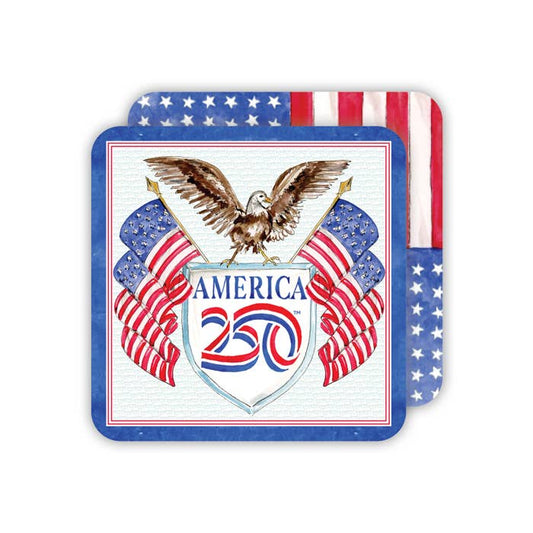 America 250 Logo with Bald Eagle Die-Cut Coaster
