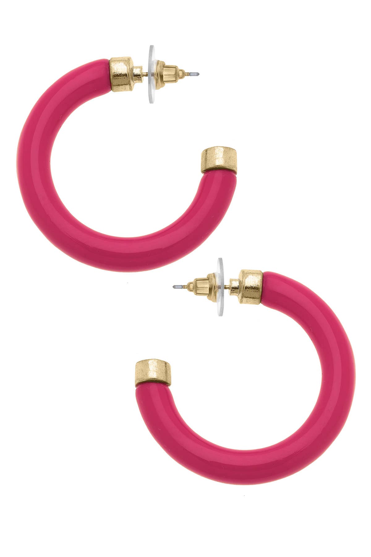 Hillary Resin Hollow Hoop Earrings: Light Pink