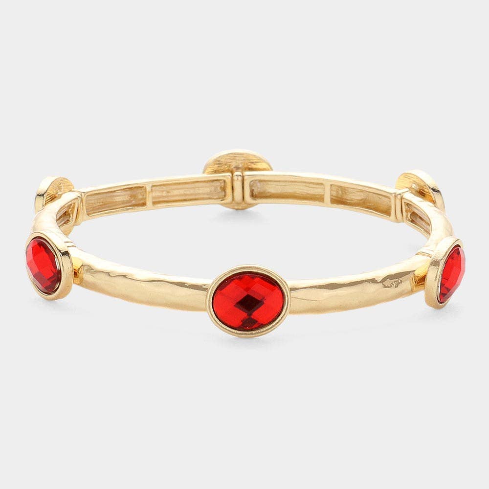 Oval Stone Cluster Pointed Stretch Bracelet
: CLEAR