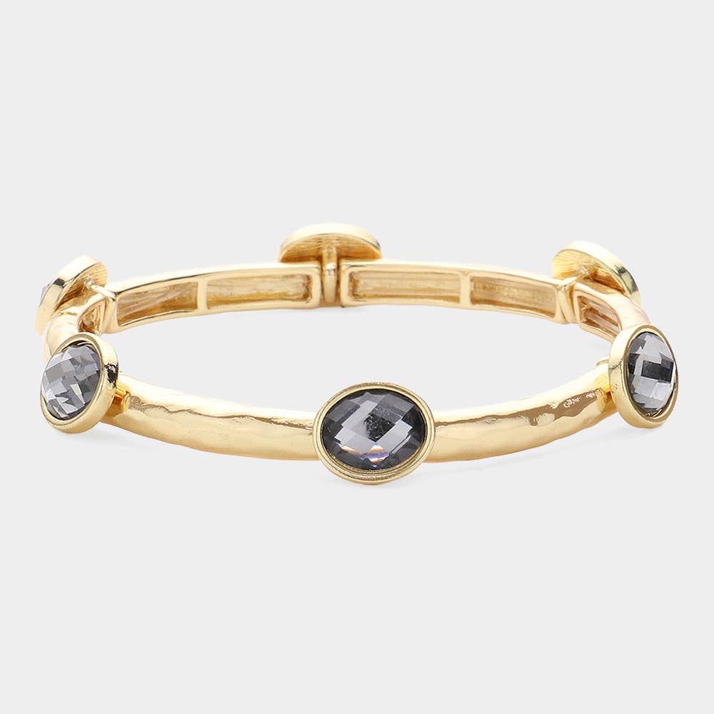 Oval Stone Cluster Pointed Stretch Bracelet
: CLEAR