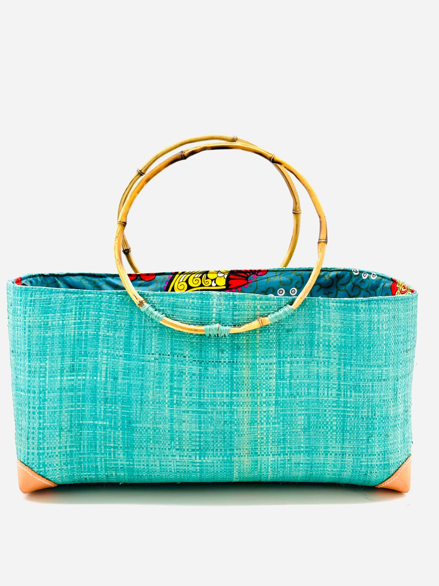 Bebe Straw Handbag with Bamboo Handles: Butter