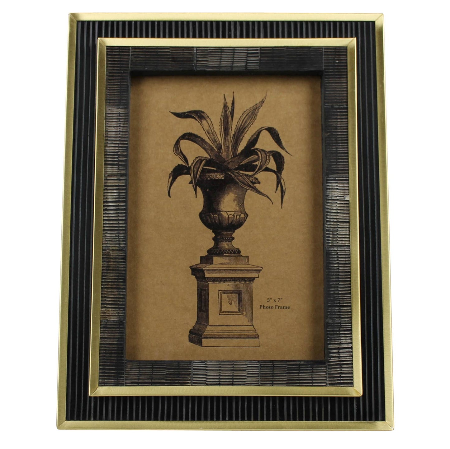 Chiseled Horn Frame, Black & Brass - 5x7