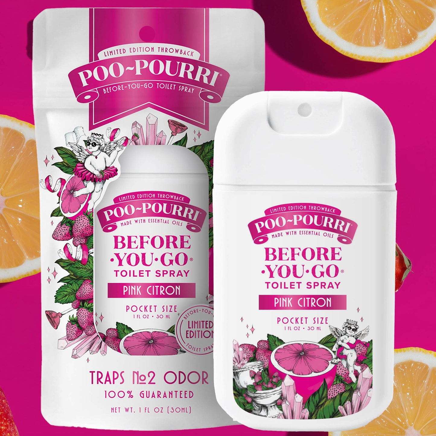Poo~Pourri Pink Citron 1oz Pocket Sprayer, Pouched