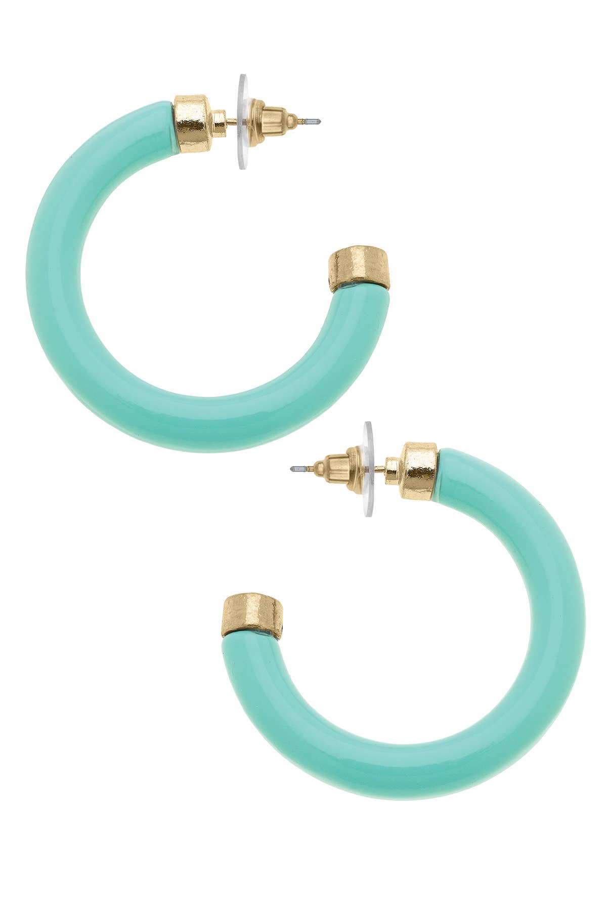 Hillary Resin Hollow Hoop Earrings: Light Pink